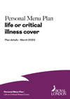 Plan details for the Personal Menu Plan Life or Critical Illness Cover